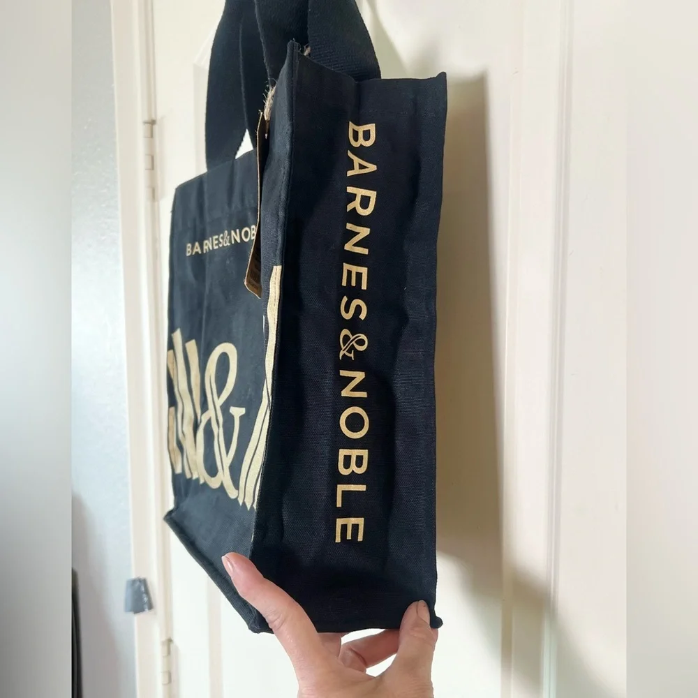 NWT Barnes & Noble Black Gold Ampersand Membership Tote 100% Cotton by re-wrap